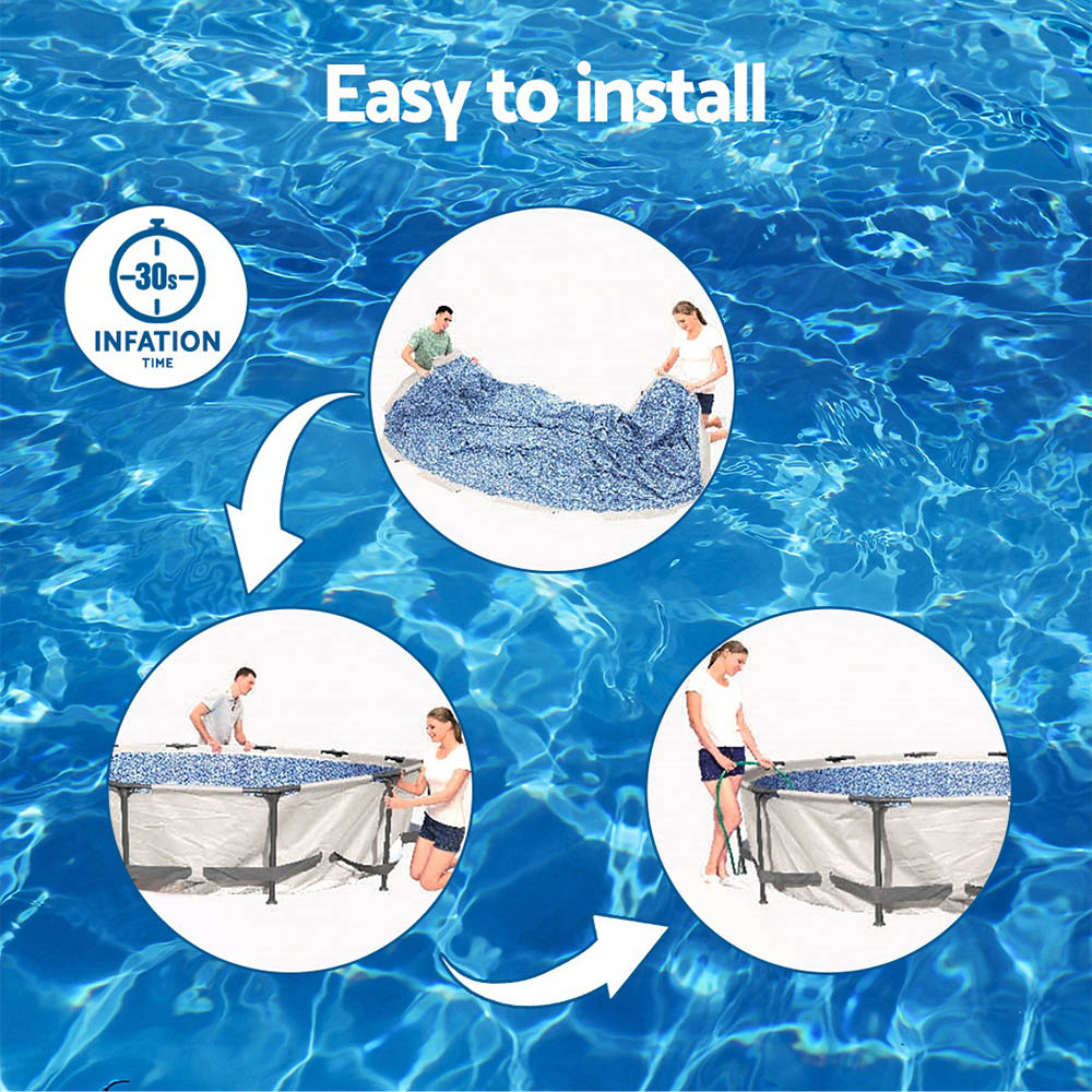 Bestway Swimming Pool 366x100cm Steel Frame Round Above Ground Pools w/ Filter Pump 9150L