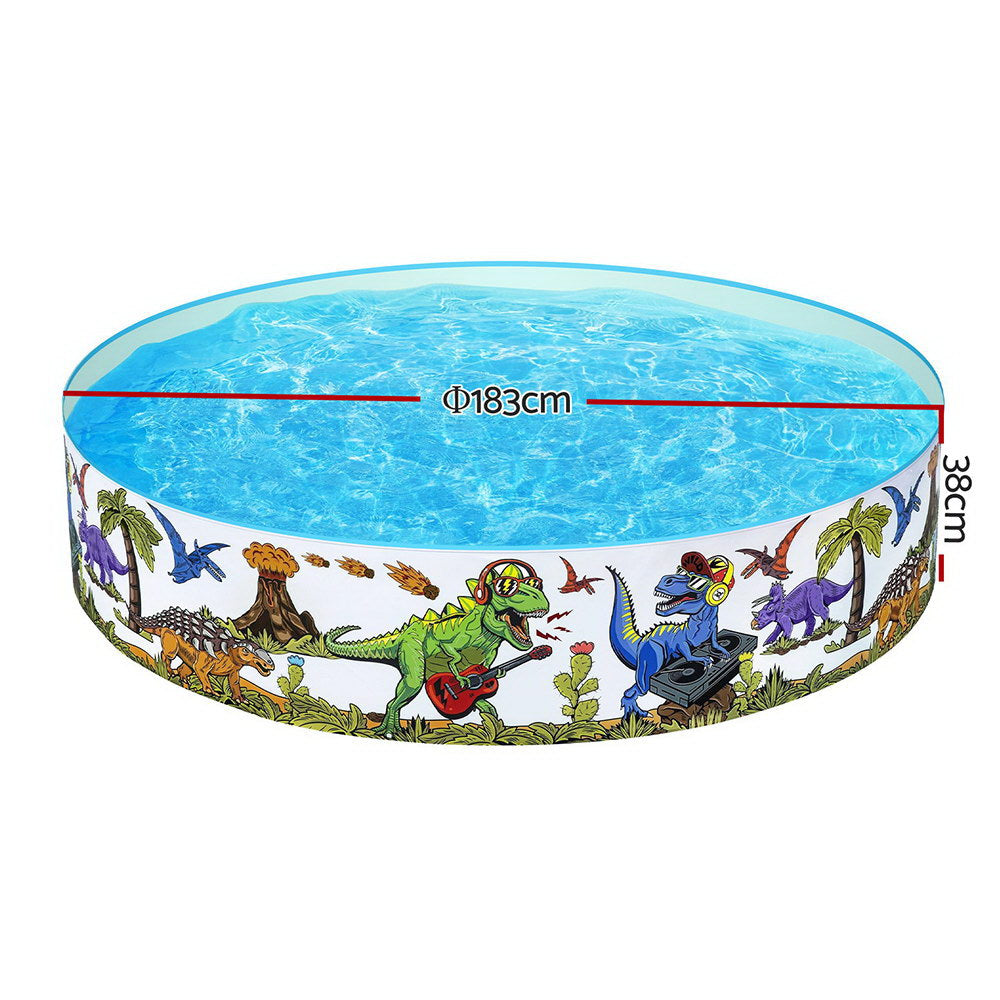 Bestway Kids Pool 183x38cm Round Above Ground Rigid Swimming Pools Dinosaur 946L