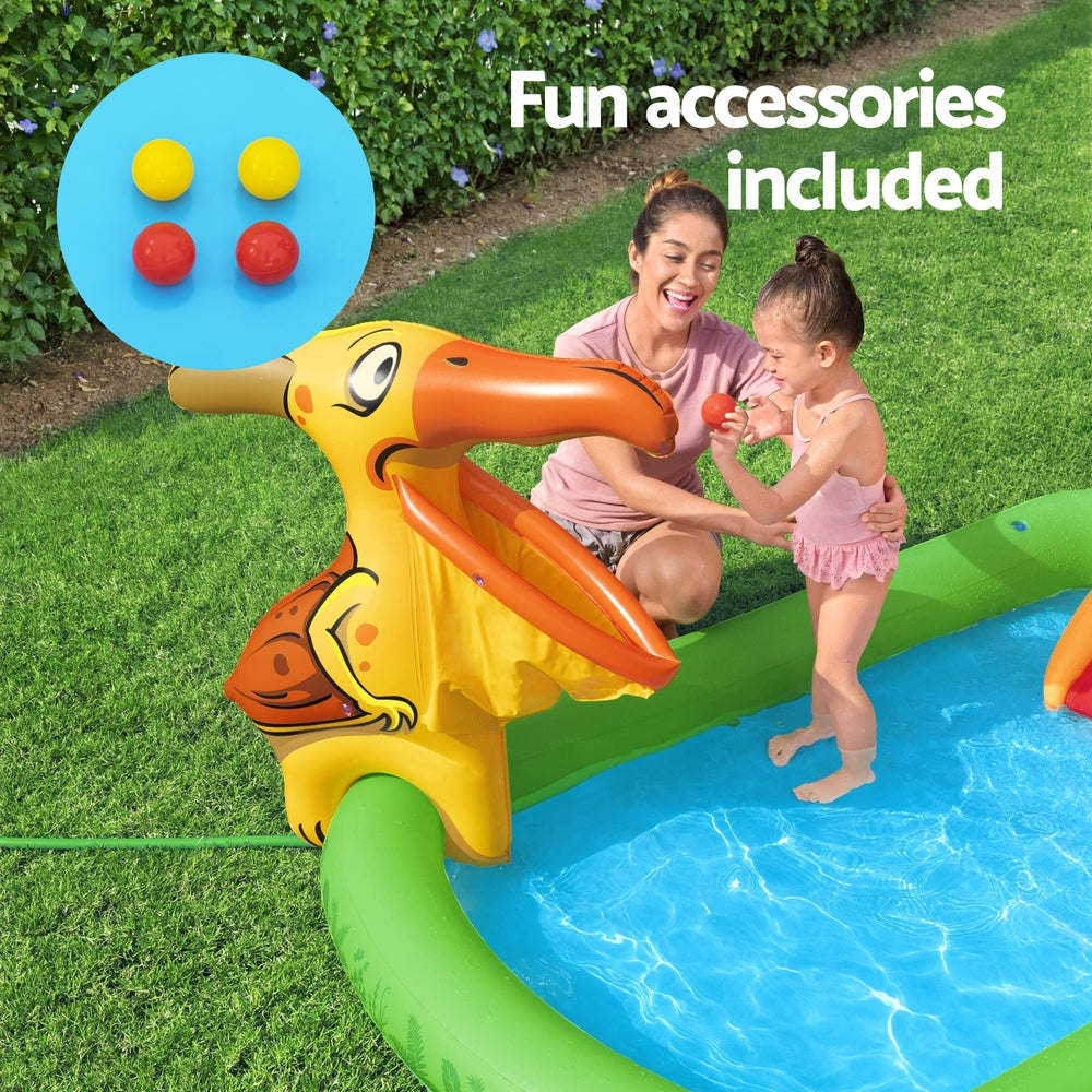 Bestway Kids Inflatable Play Splash Pool with Slide Ball Tossing Toys 242x140cm