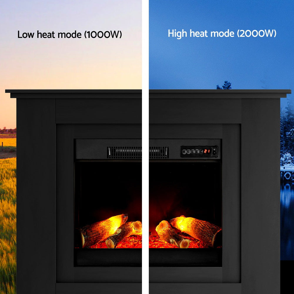 Devanti Electric Fireplace Fire Heater 2000W Black