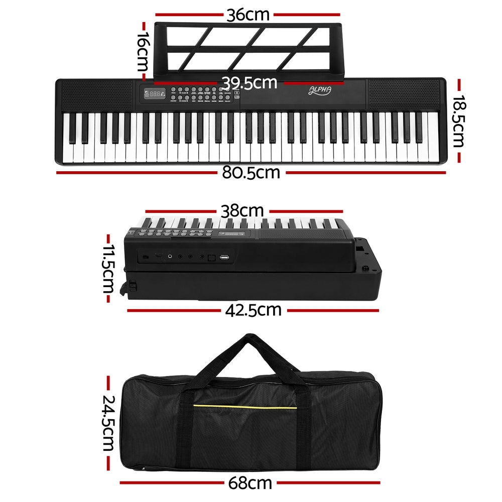 Alpha 61 Keys Foldable Electronic Piano Keyboard Digital Electric w/ Carry Bag