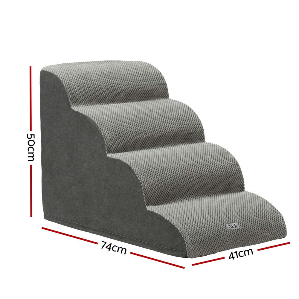 i.Pet Dog Ramp Steps Foam 4 Tier Pet Stairs For Bed Sofa Car Portable Indoor