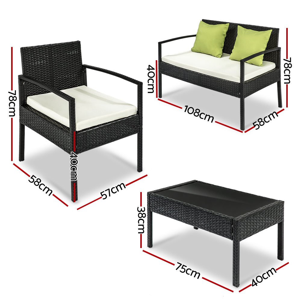 Gardeon Outdoor Sofa Set Wicker Lounge Setting Table and Chairs Patio Furniture