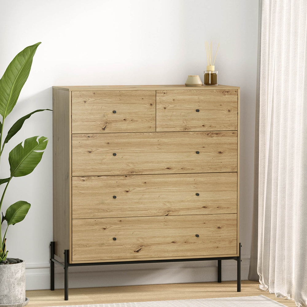 Artiss 5 Chest of Drawers - ARNO Pine