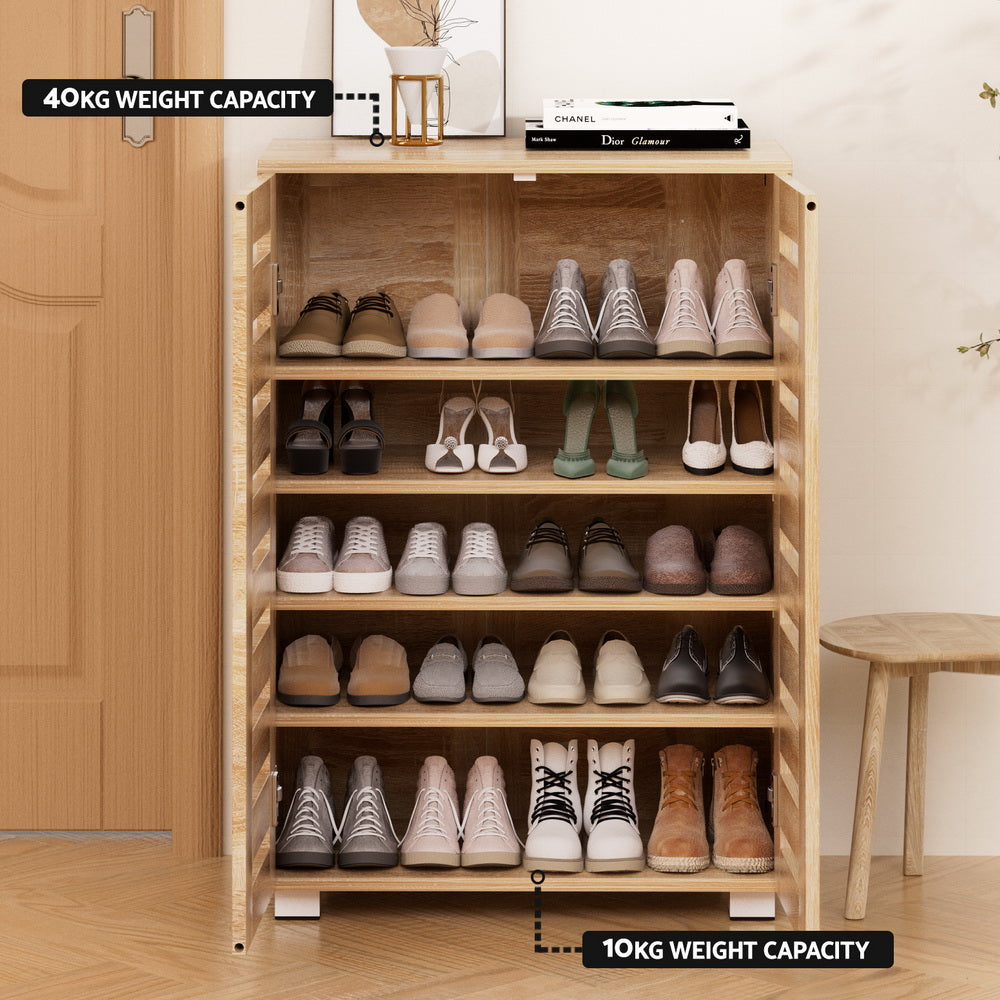 Artiss Shoe Cabinet 20 Pairs 5-tier Wood Alster