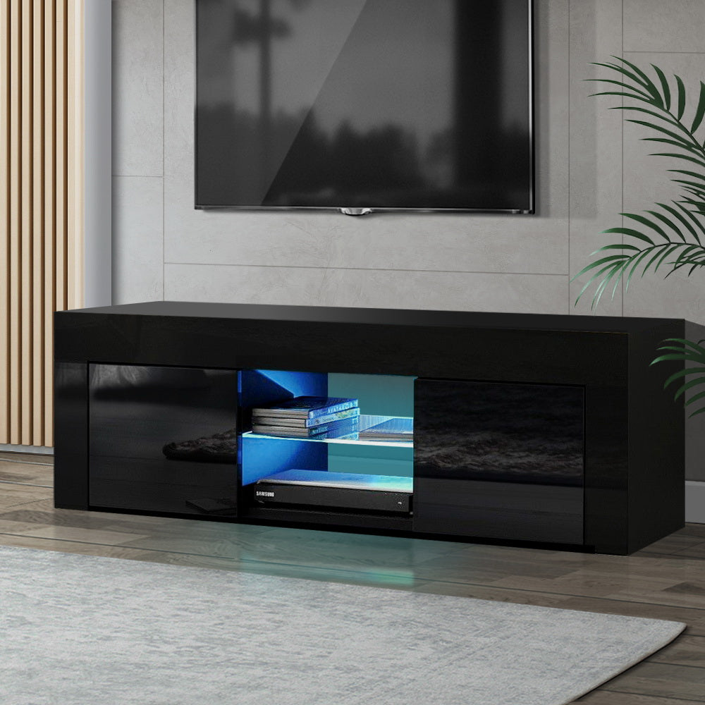 Artiss Entertainment Unit TV Cabinet LED 130cm Black Angus