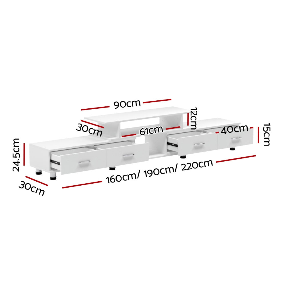 Artiss TV Cabinet Entertainment Unit Extendable 160CM To 220CM White