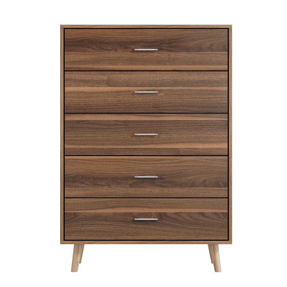 Artiss 5 Chest of Drawers - MIRI Walnut