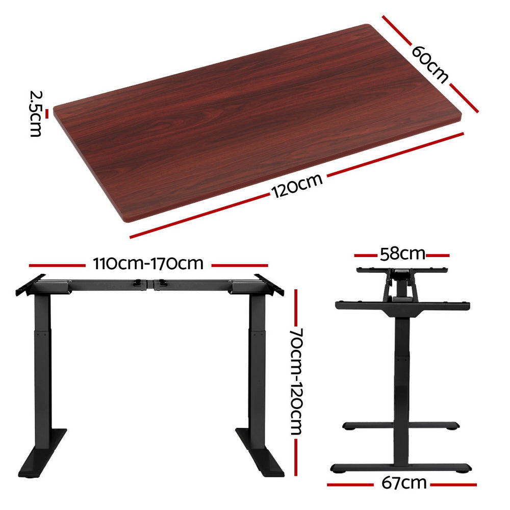 Artiss Standing Desk Motorised Dual Motor Walnut 120CM