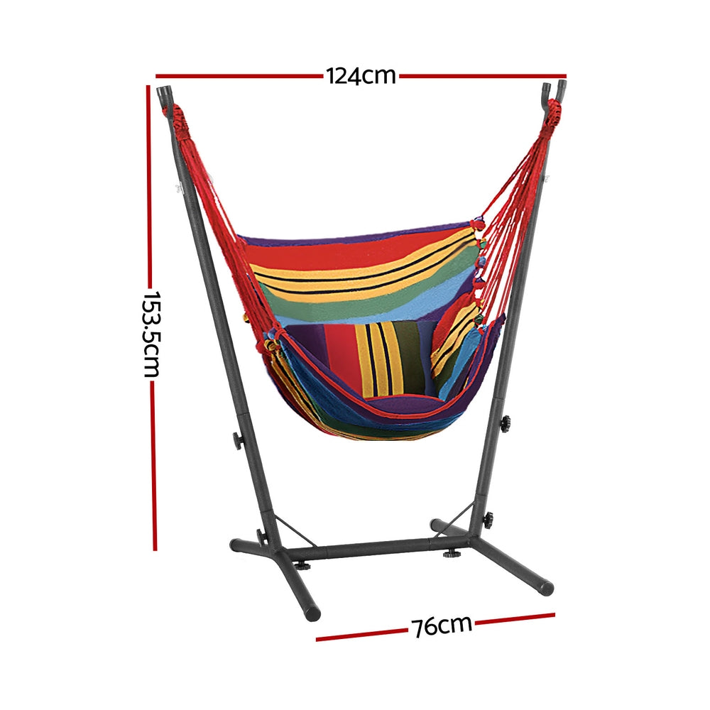 Gardeon Hammock Chair Outdoor Camping Hanging with Stand Rainbow