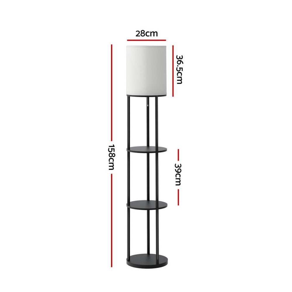 Artiss Floor Lamp 3 Tier Shelf Storage LED Light Stand Vintage Round