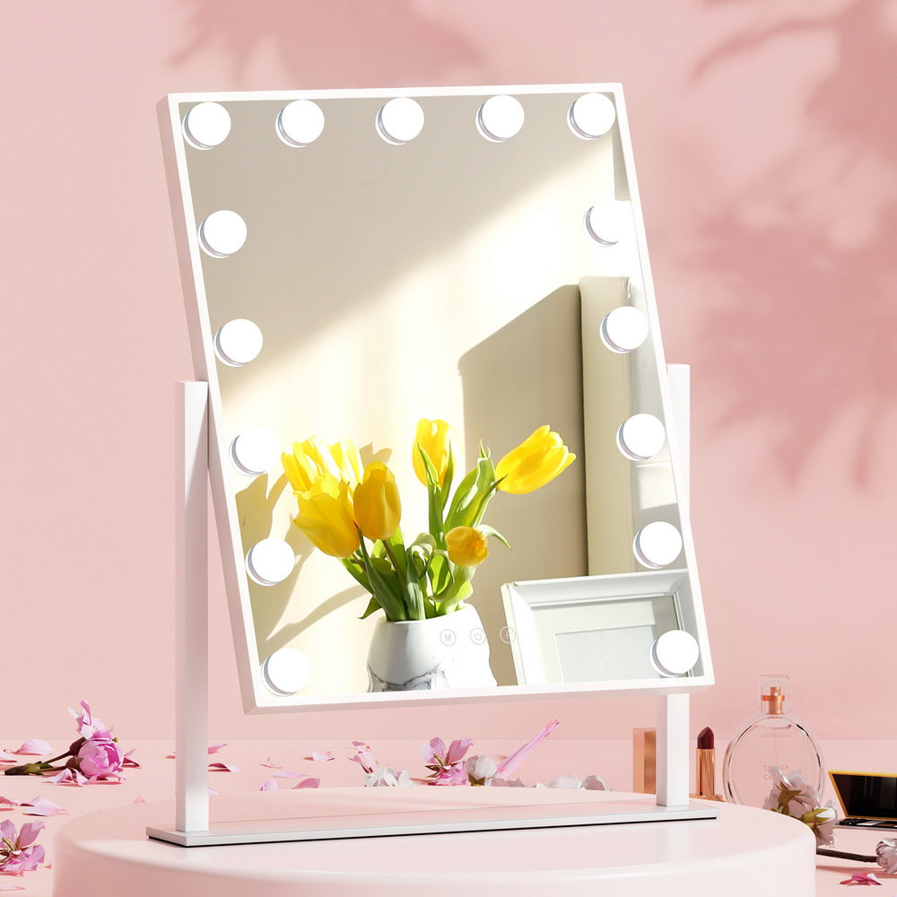 Embellir Makeup Mirror 40x50cm Hollywood Vanity with LED Light Rotation Tabletop