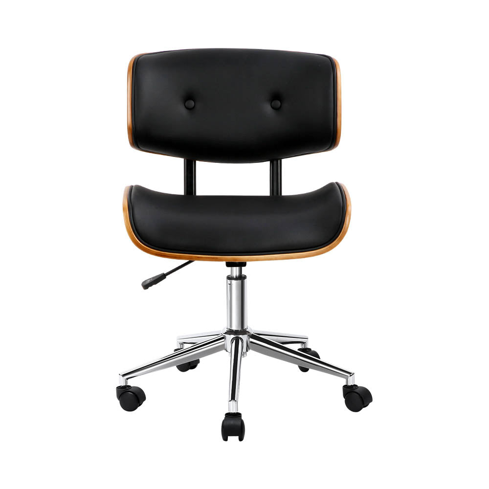 Artiss Wooden Office Chair Fabric Seat Black