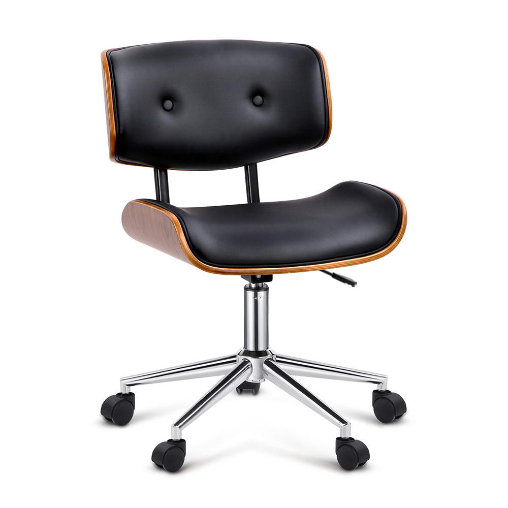 Artiss Wooden Office Chair Fabric Seat Black