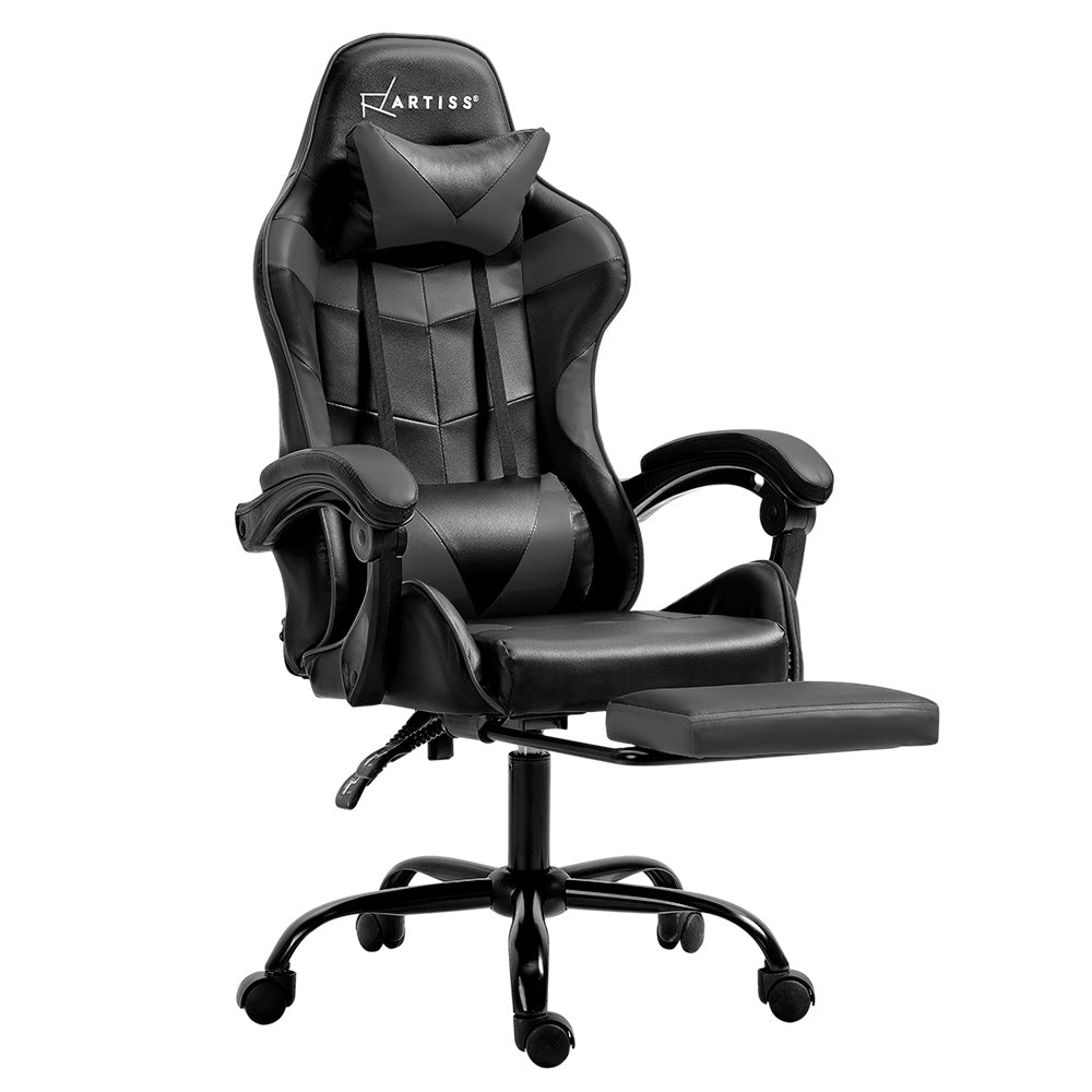 Artiss Gaming Office Chair Executive Computer Leather Chairs Footrest Grey