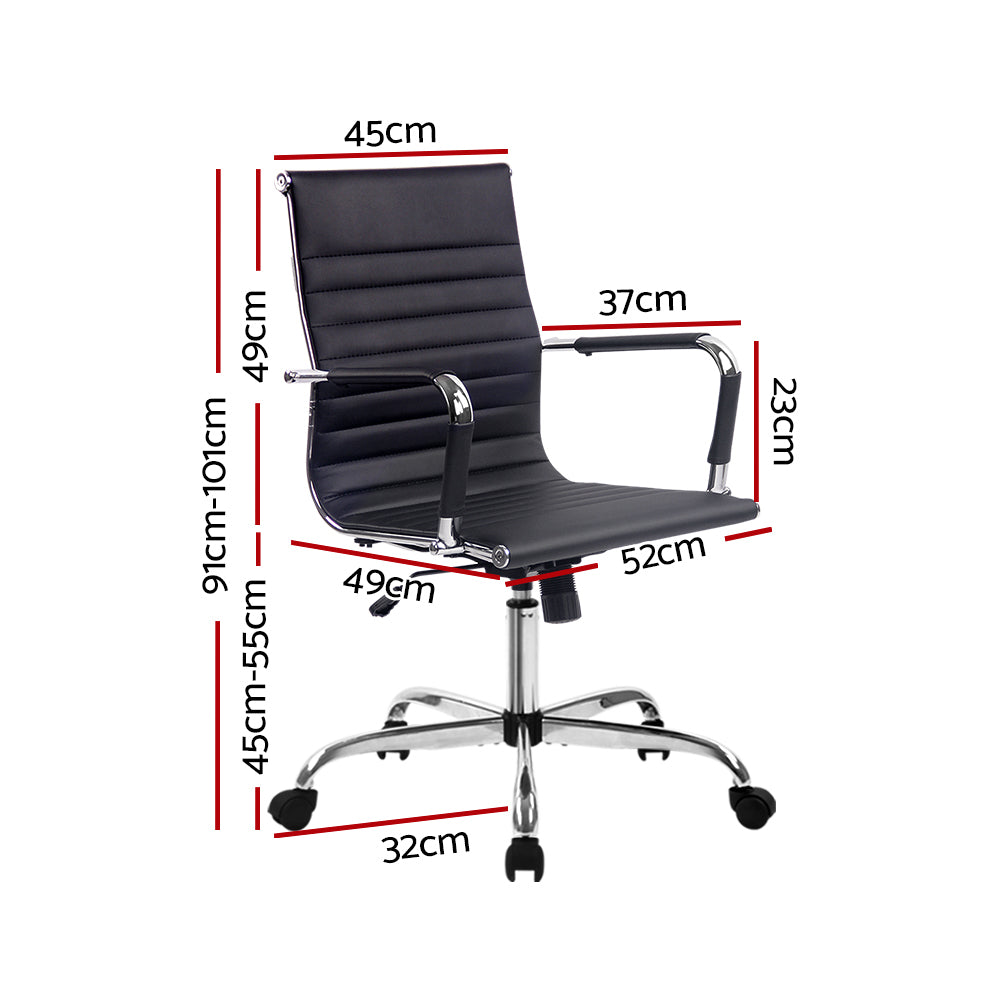 Artiss Office Chair Conference Chairs PU Leather Mid Back Black