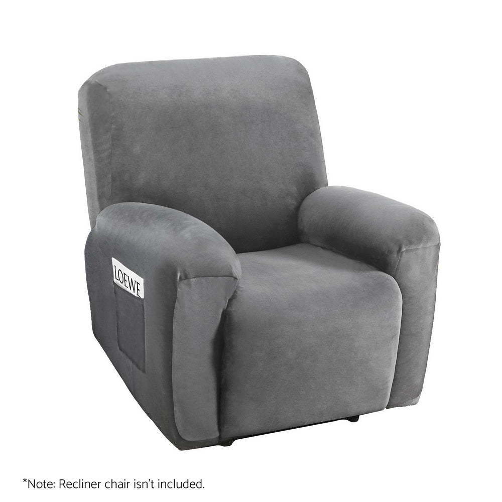 Artiss Recliner Chair Covers 1 Seater Velvet Grey