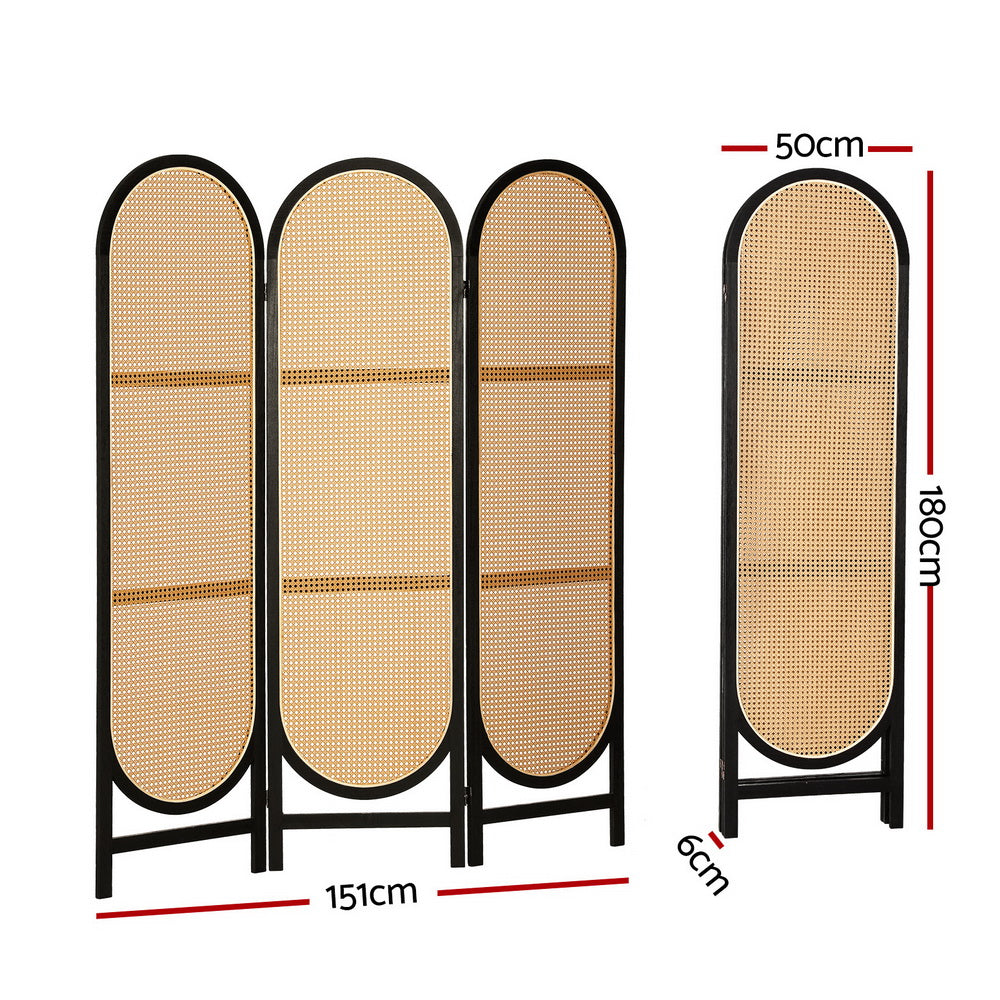 Artiss 3 Panel Room Divider Screen 151x180cm Rattan Brown