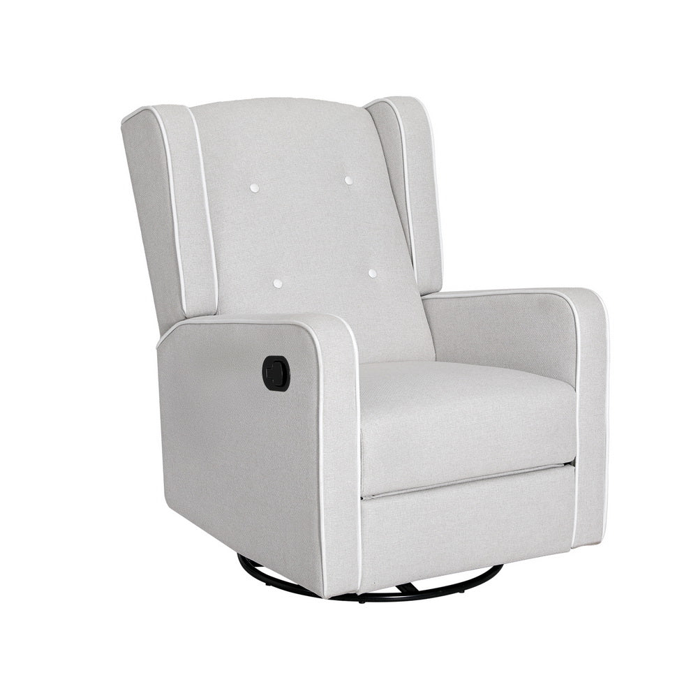 Artiss Recliner Armchair 360 Swivel Grey Fabric