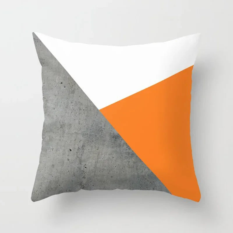 Orange Geometric Pattern Cushion Cover