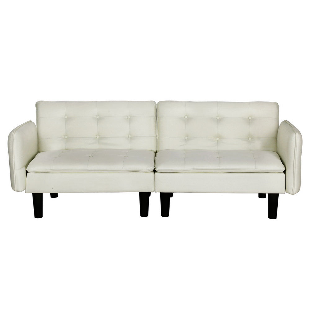 Artiss Sofa Bed 2 Seater Tufted Faux Linen Beige