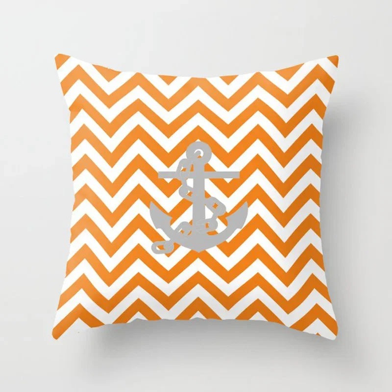 Orange Geometric Pattern Cushion Cover