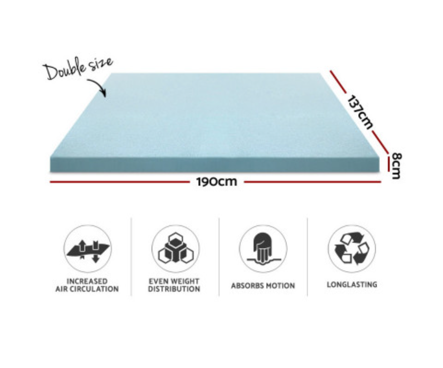 Giselle Bedding Memory Foam Mattress Topper Cool Gel 8cm Double