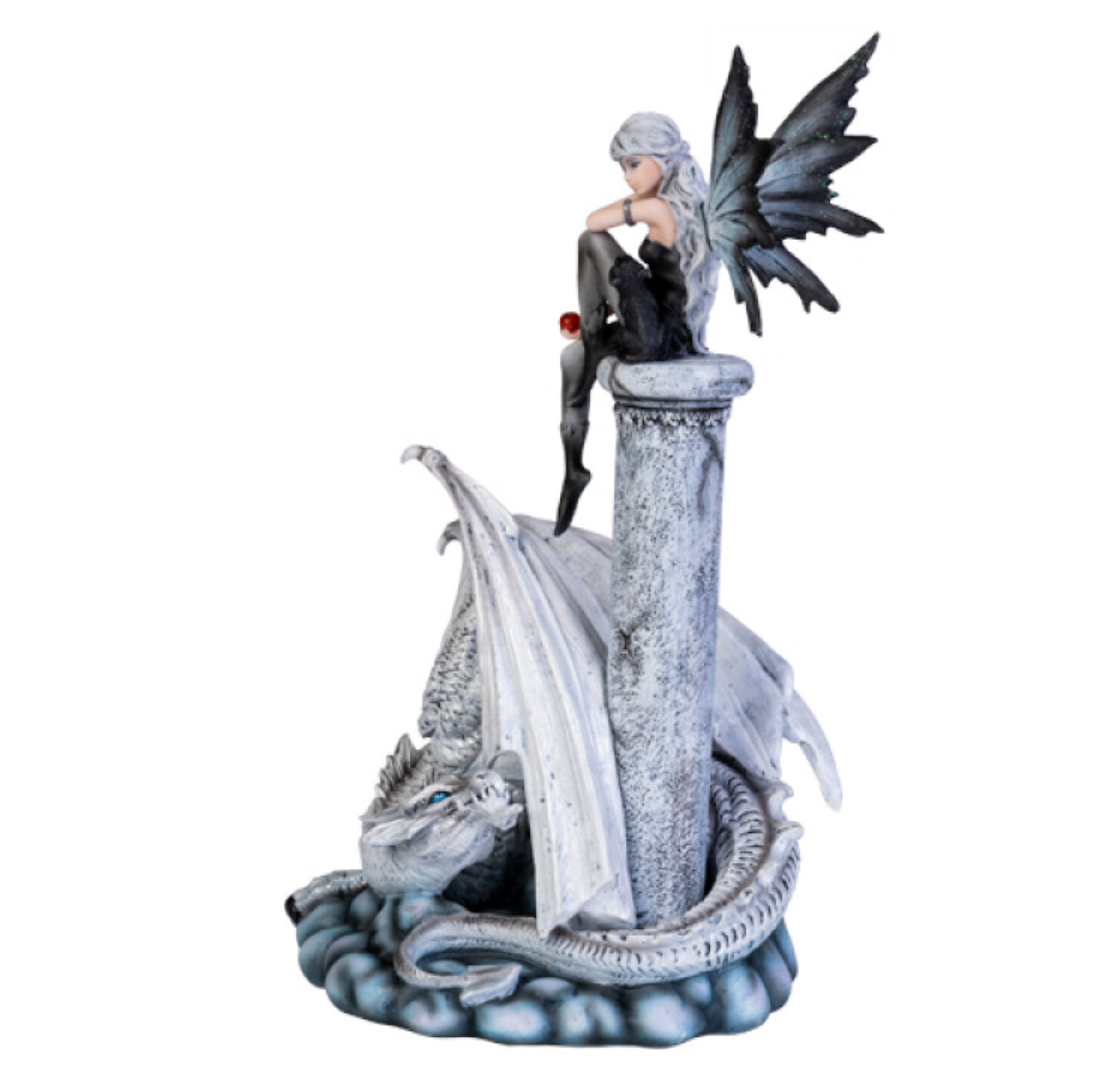 White Fairy Keeper Dragon Figurine