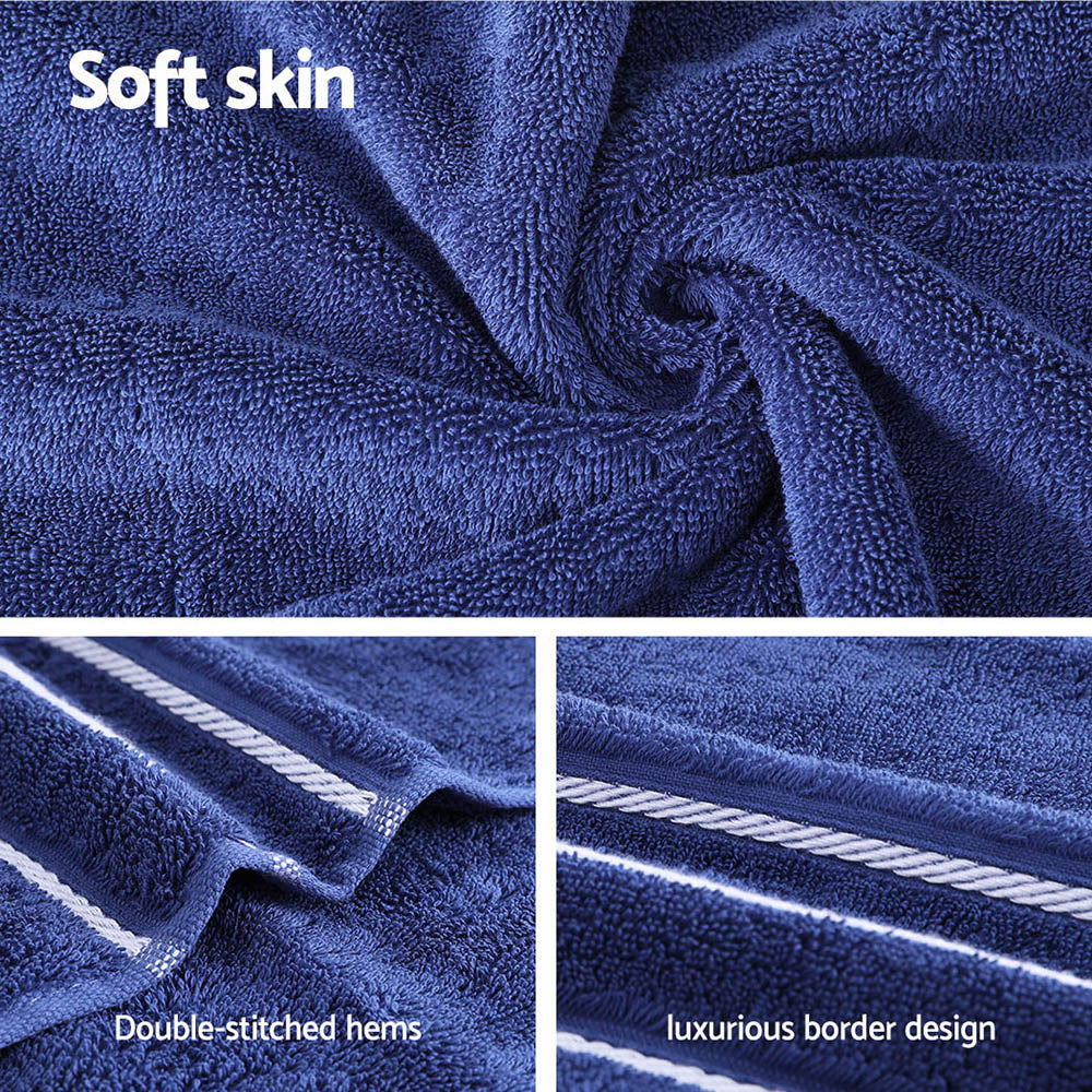 6 Pack Bath Towels Set Cotton Towel Navy