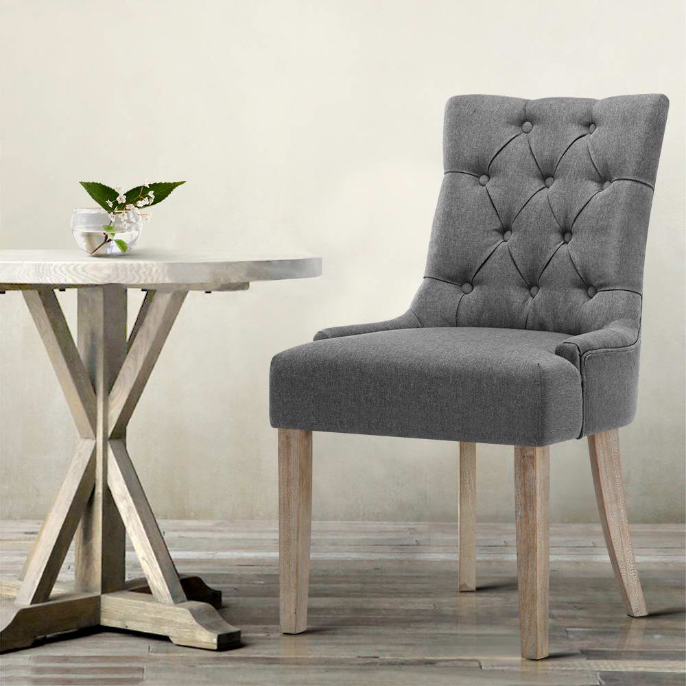 Artiss Dining Chairs Set of 2 Linen French Provincial Grey