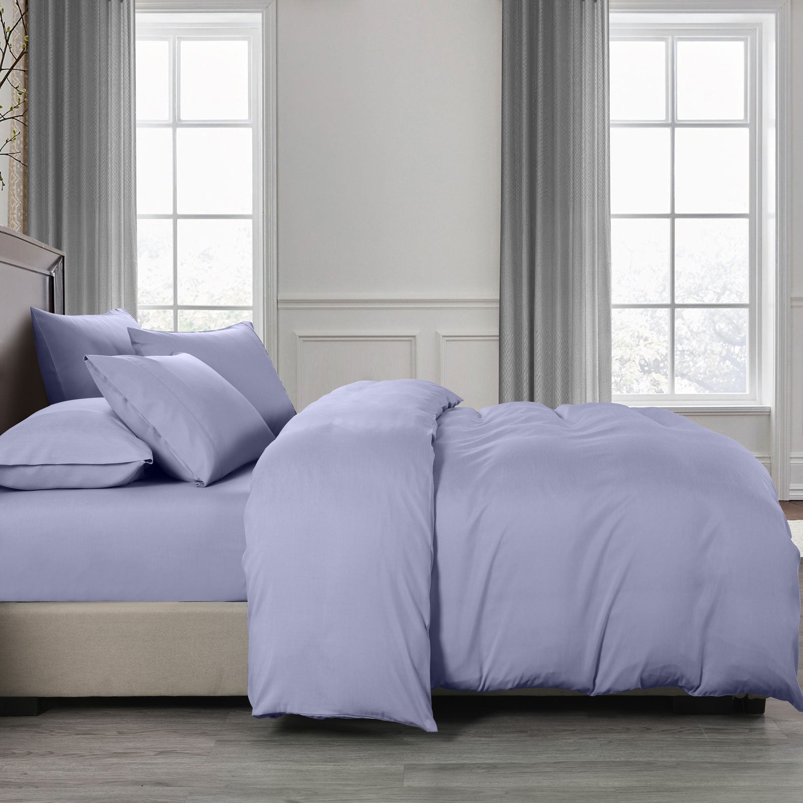 Royal Comfort 2000TC Quilt Cover Set Bamboo Cooling Hypoallergenic Breathable - Queen - Lilac Grey