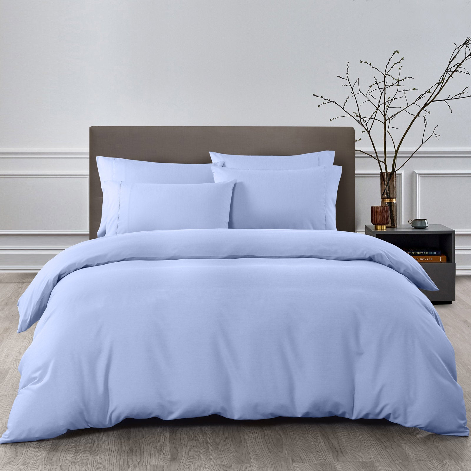 Royal Comfort 2000TC Quilt Cover Set Bamboo Cooling Hypoallergenic Breathable - King - Light Blue