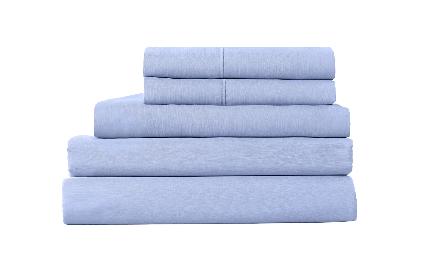 Royal Comfort 2000TC 6 Piece Bamboo Sheet & Quilt Cover Set Cooling Breathable - Queen - Light Blue