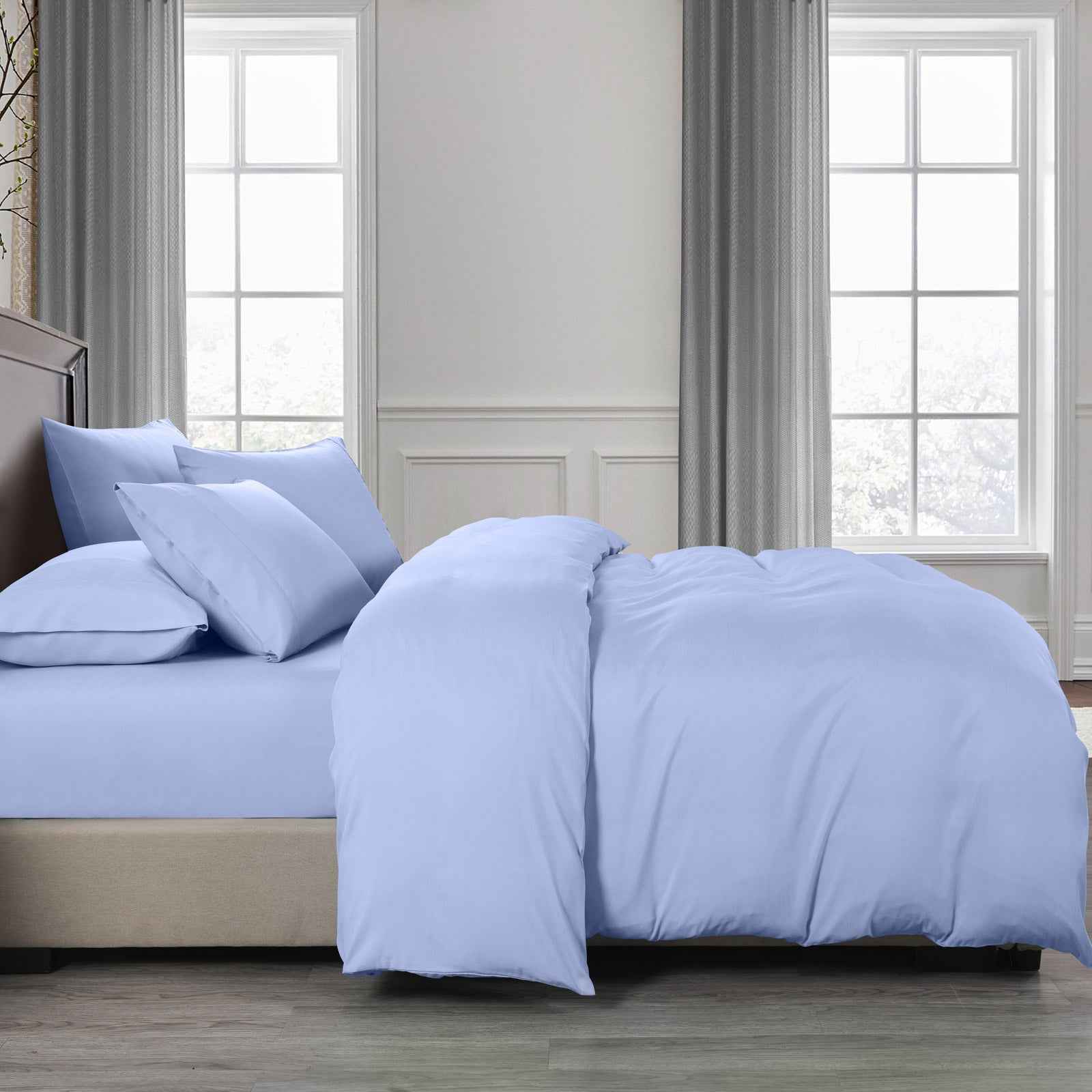 Royal Comfort 2000TC 6 Piece Bamboo Sheet & Quilt Cover Set Cooling Breathable - King - Light Blue