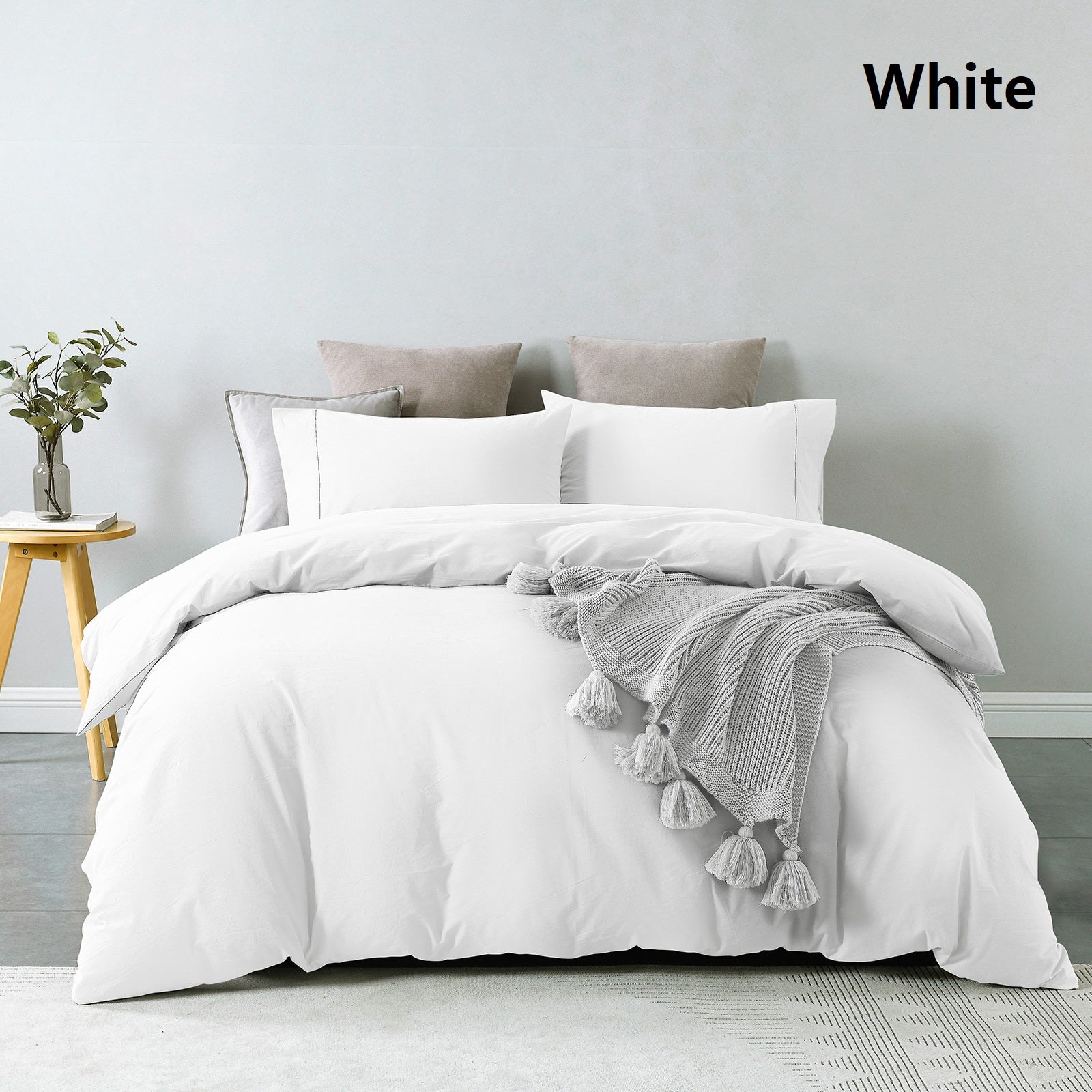 Royal Comfort Vintage Washed 100% Cotton Quilt Cover Set Bedding Ultra Soft - Double - White