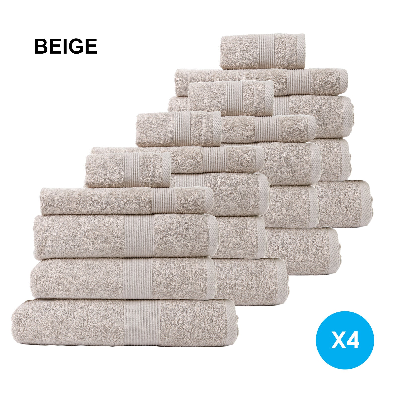 Royal Comfort 20 Piece Cotton Bamboo Towel Bundle Set 450GSM Luxurious Absorbent - Beige