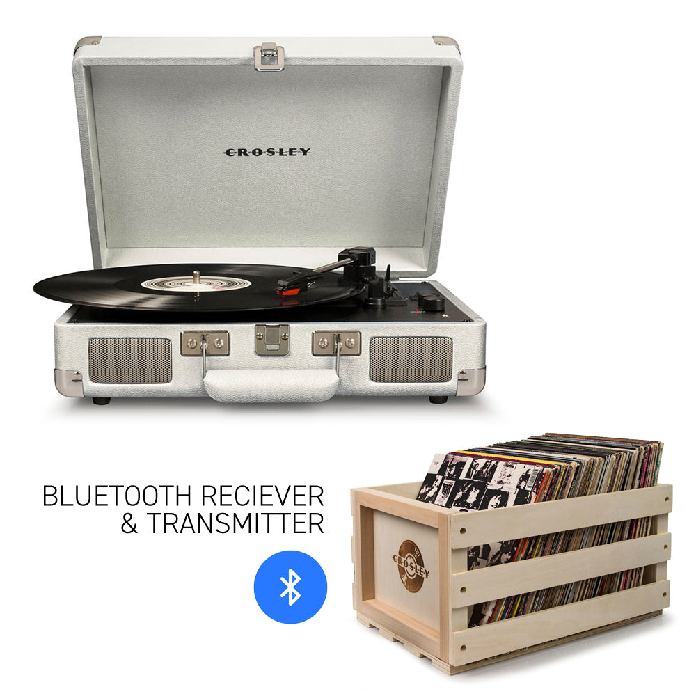 CROSLEY Crosley Cruiser White Sands - Bluetooth Turntable & Record Storage Crate