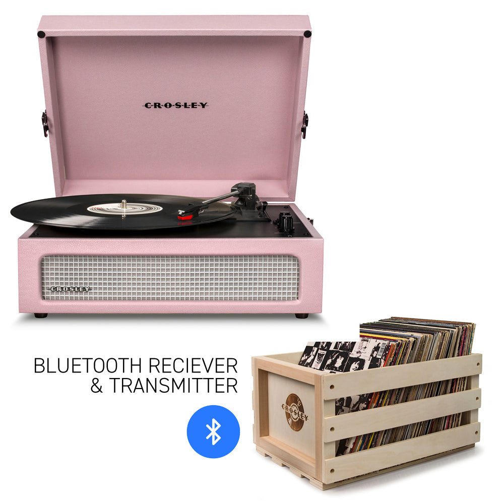 CROSLEY Crosley Voyager Amethyst - Bluetooth Portable Turntable  & Record Storage Crate