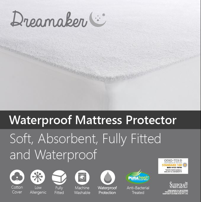 Dreamaker Waterproof Fitted Mattress Protector King Bed