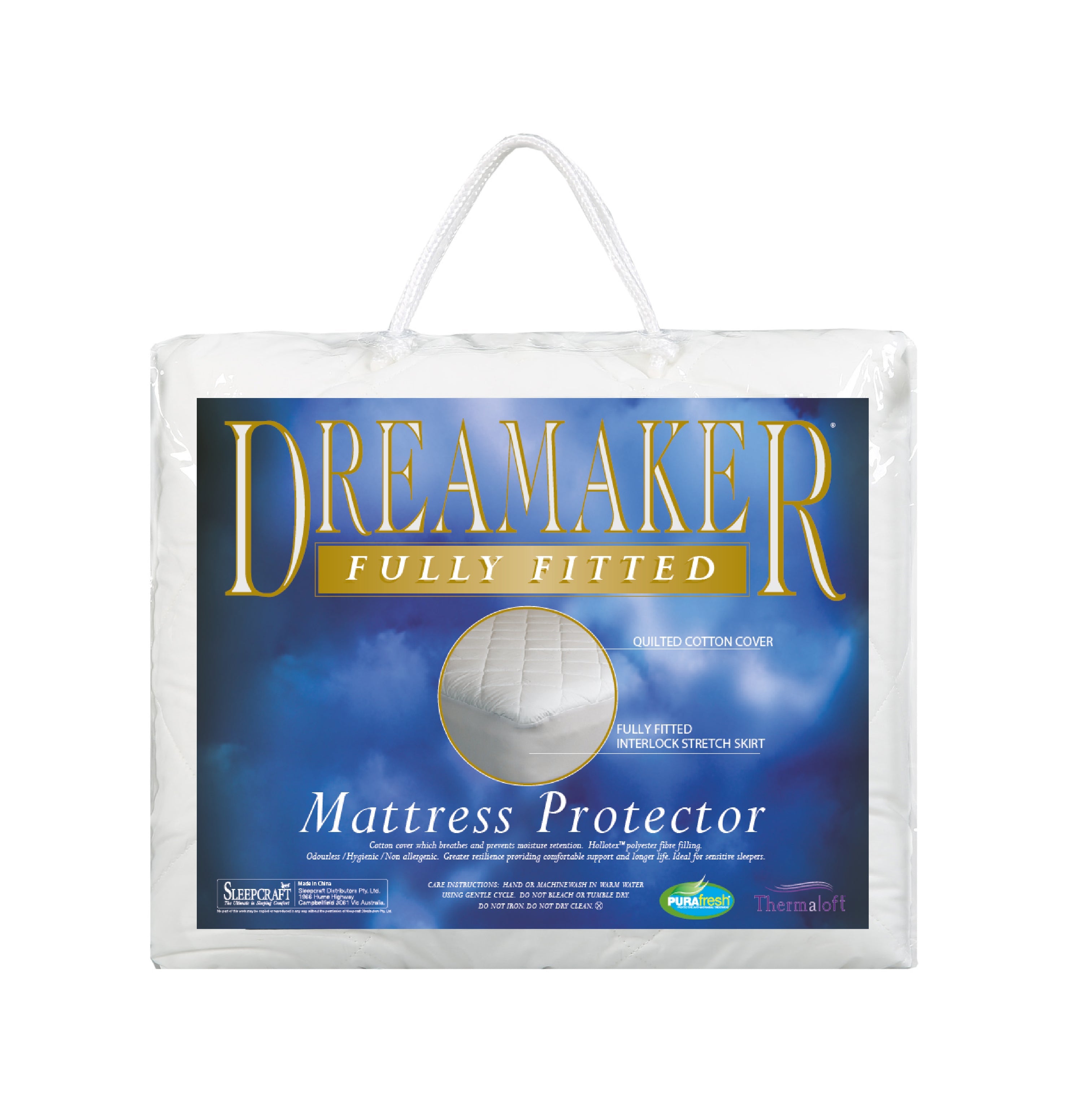 Dreamaker Thermaloft Cotton Covered Fitted Mattress Protector Double Bed