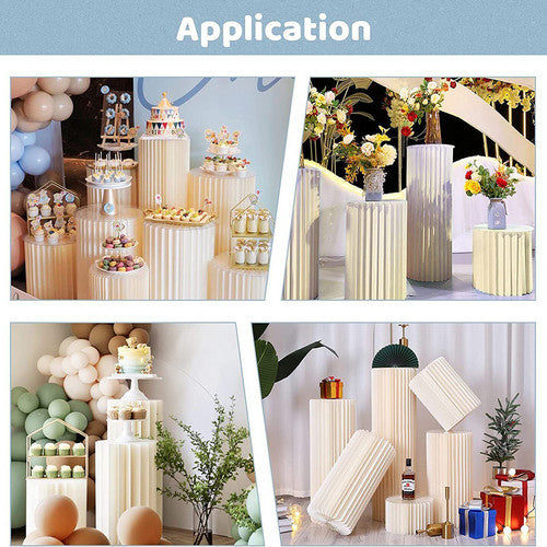 3 PCS Carboard Round Plinth Cylinder Pedestal Wedding Flower Display Stand