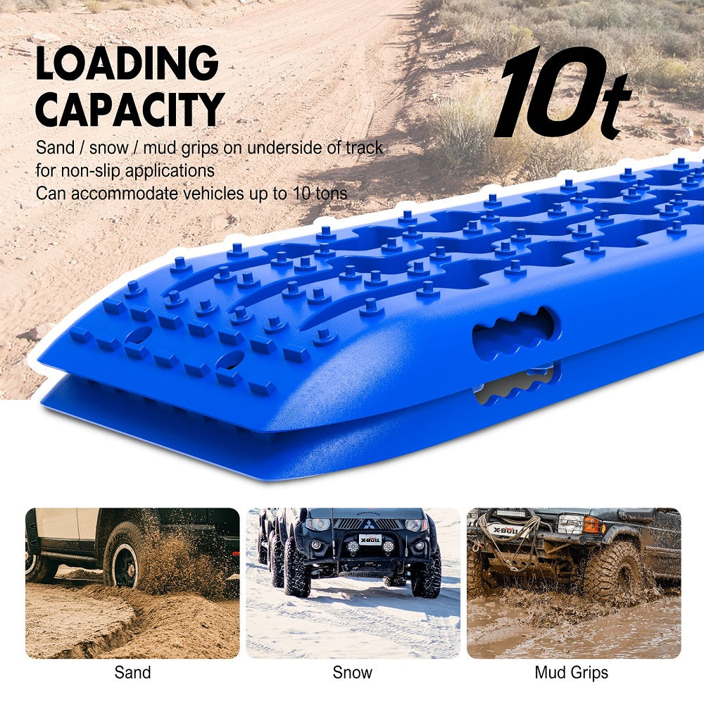 X-BULL 4X4 Recovery tracks 10T 2 Pairs/ Sand tracks/ Mud tracks/ Mounting Bolts Pins Gen 2.0 -Blue