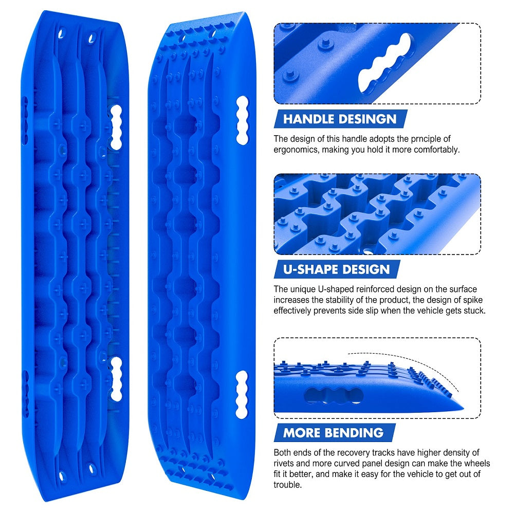 X-BULL 4X4 Recovery tracks 10T 2 Pairs/ Sand tracks/ Mud tracks/ Mounting Bolts Pins Gen 2.0 -Blue