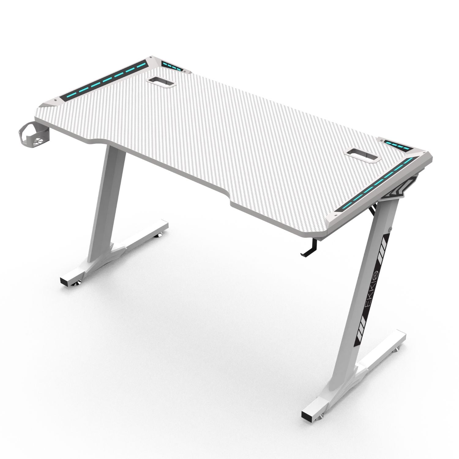 EKKIO RGB Gaming Desk Z Shape White 140cm