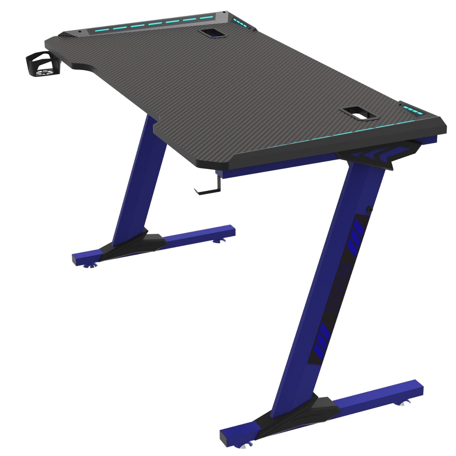 EKKIO RGB Gaming Desk Z Shape Blue 140cm