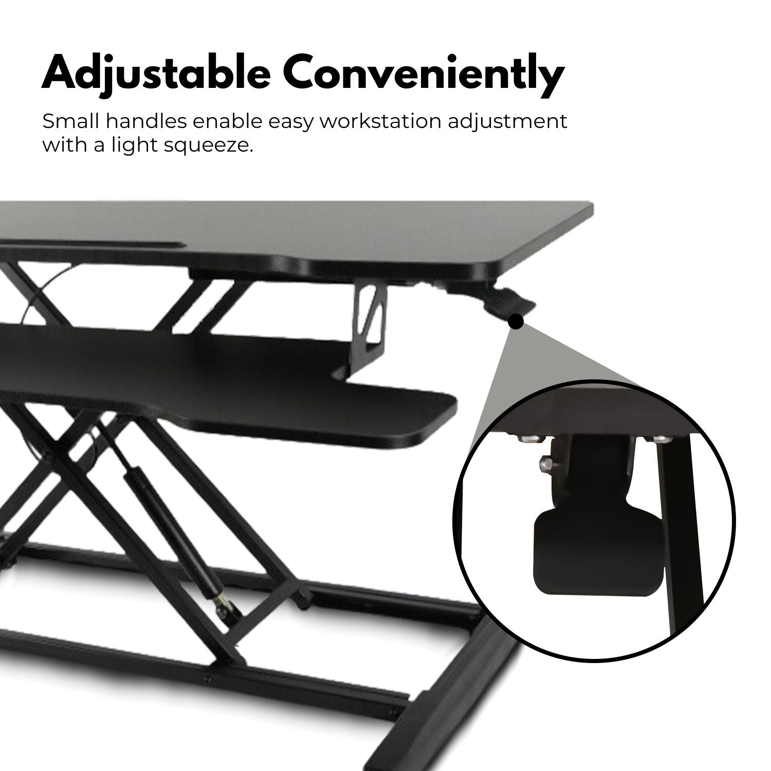 EKKIO Adjustable Standing Desk Riser with Gas Spring (Black)