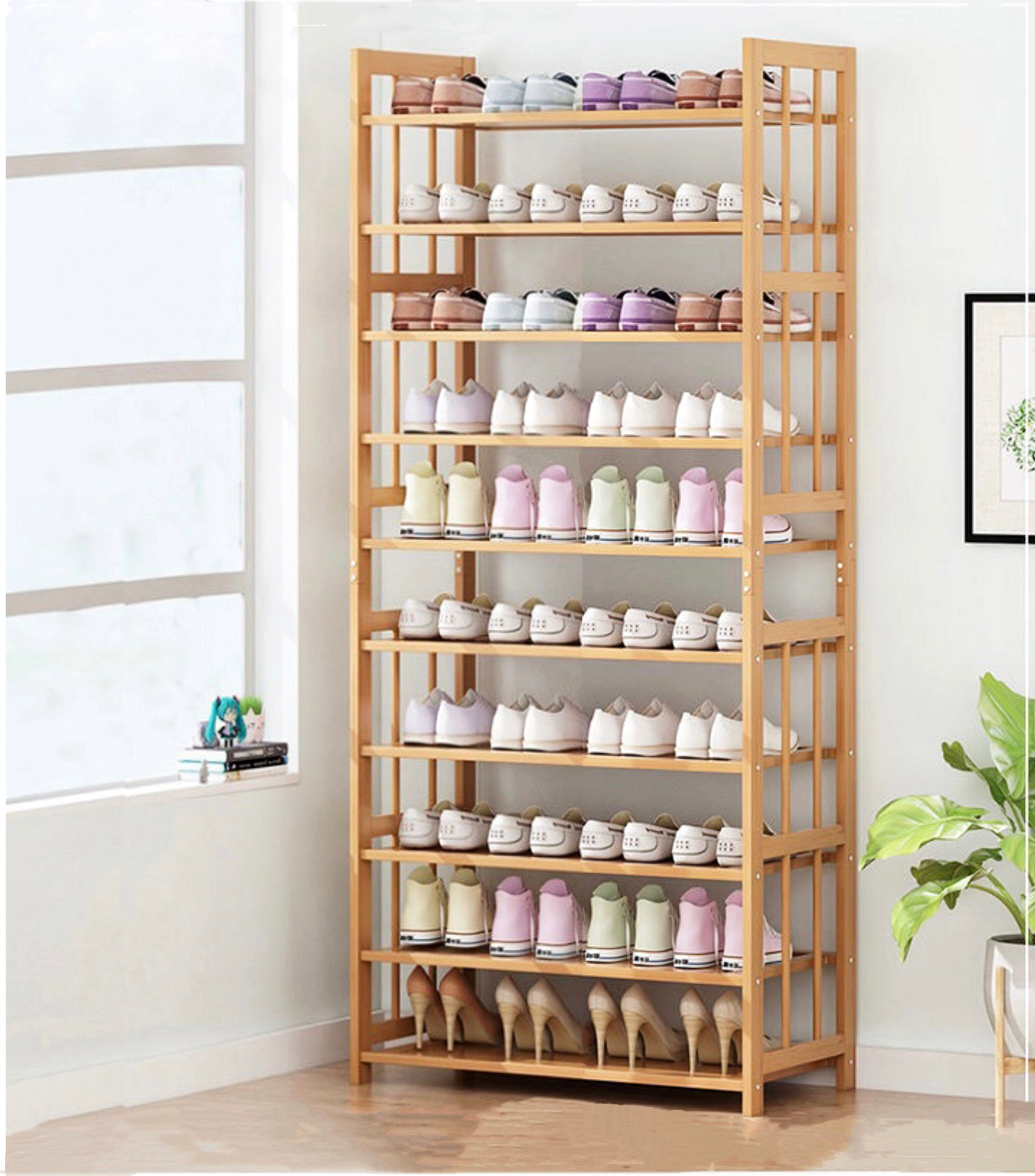 Ekkio 10-Tiers Bamboo Shoe Rack