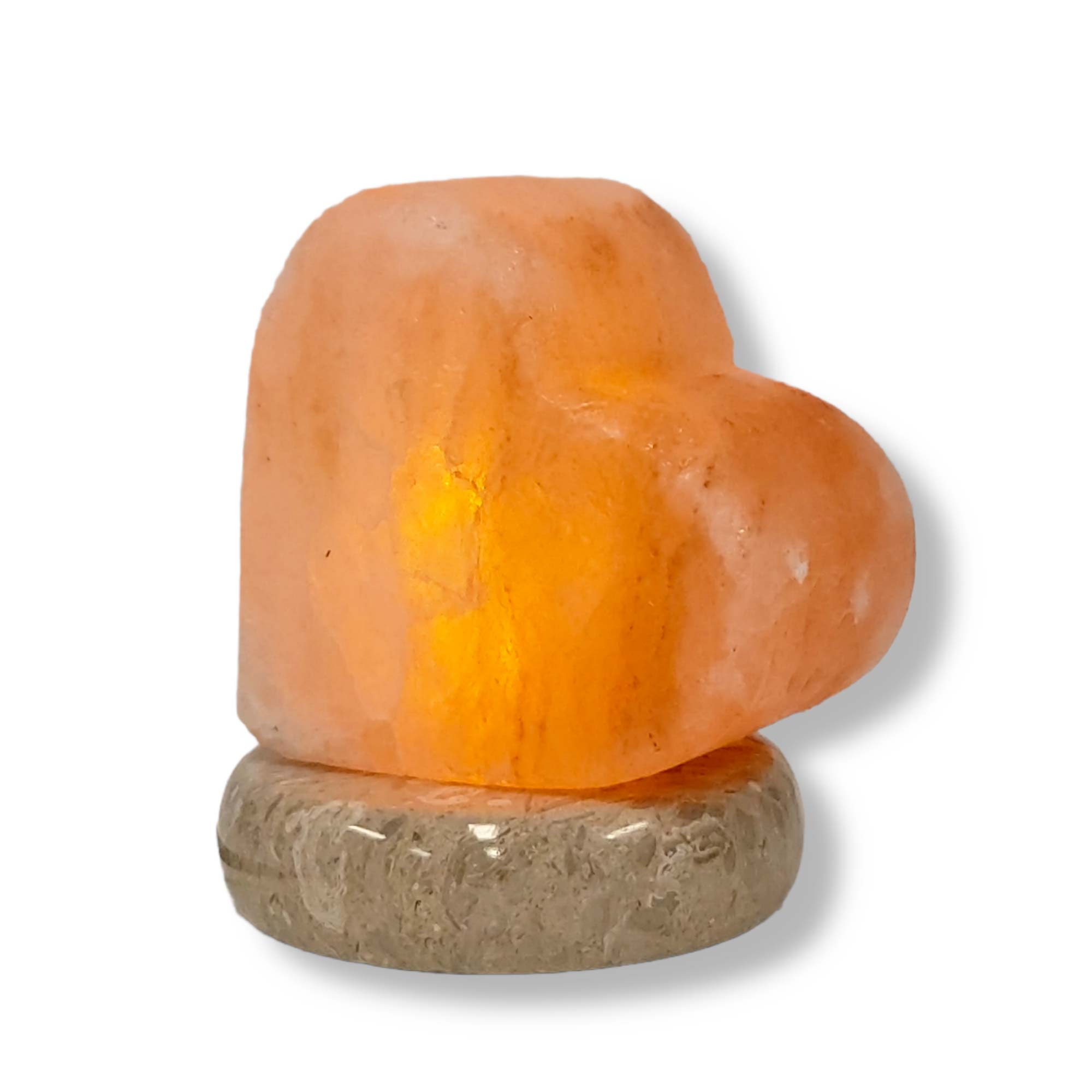 USB Himalayan Salt Lamp - Heart Love Carved Shape Pink Crystal Rock LED Light