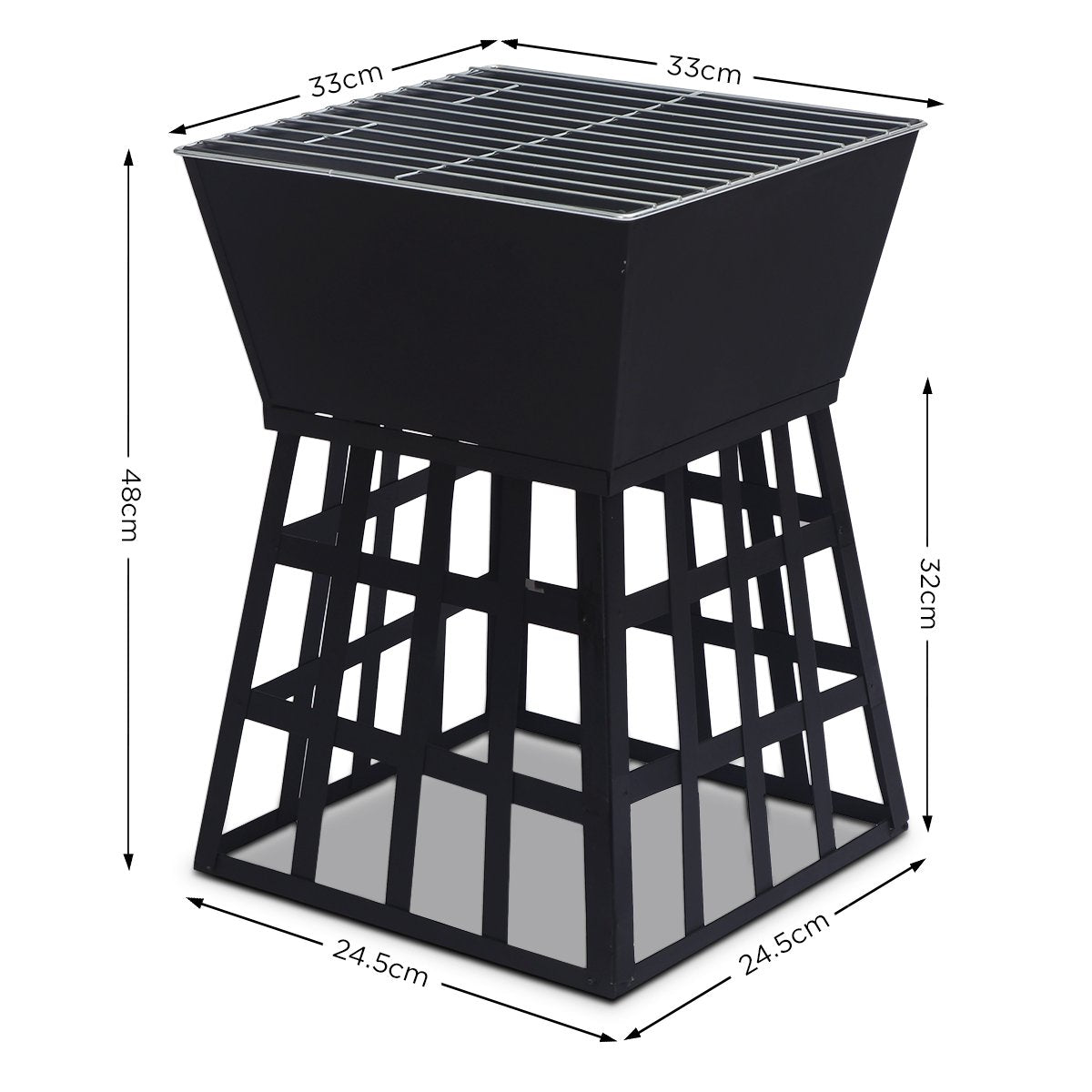 Wallaroo Outdoor Fire Pit for BBQ, Grilling, Cooking, Camping- Portable Brazier with Reversible Stand for Backyard