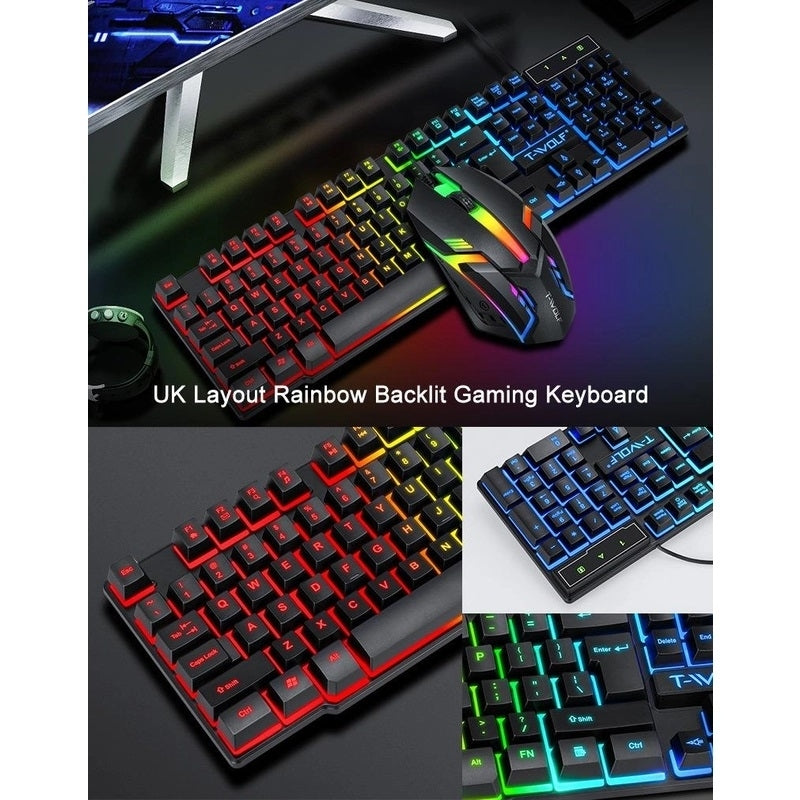 T-Wolf TF800 RGB 4-pcs Gaming Keyboard/Mouse/Headphone/Mouse Pad Kit Set